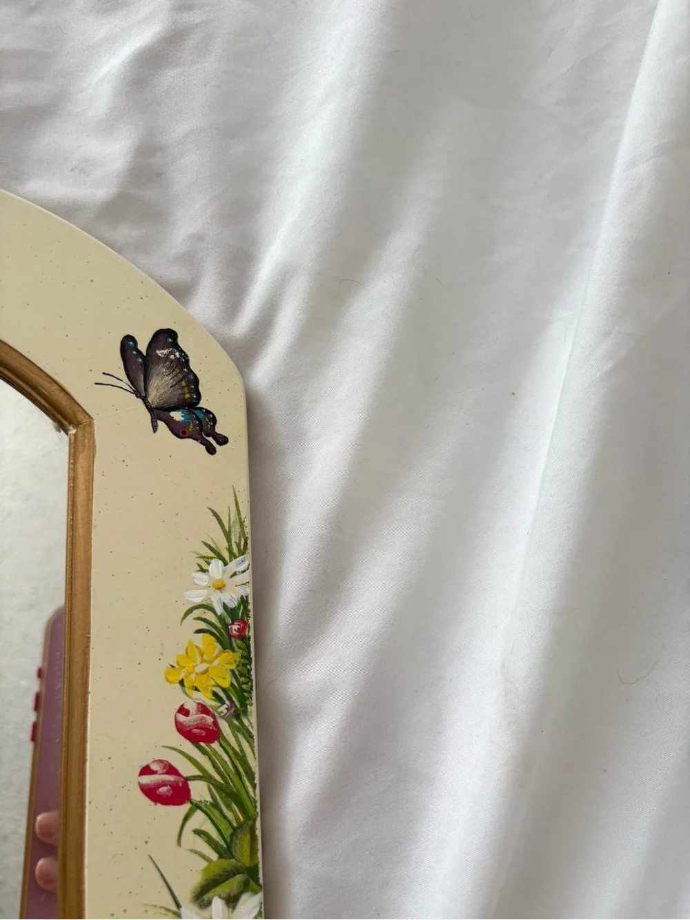 Vintage 90s butterfly nature mirror cute cottage home decor wall hanging